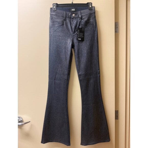 PAIGE Lou Lou Glitter Coated Flare Jeans 25 NWT - Picture 6 of 11